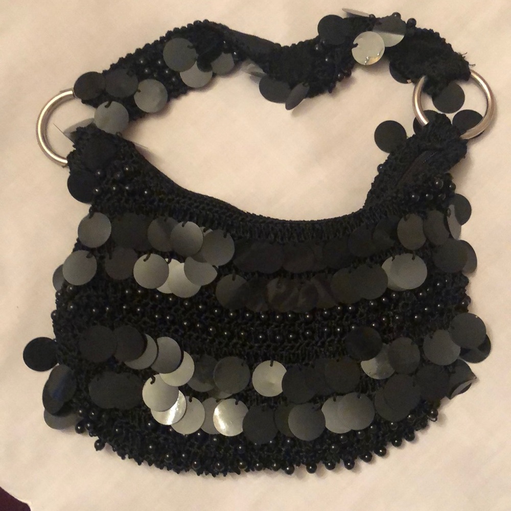 Black Beaded & Sequined Handbag